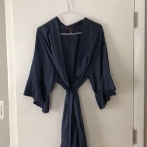 Victoria’s Secret Blue Flouce Satin Robe/Kimono